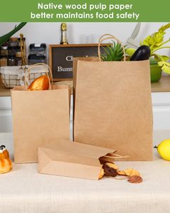 Sacs en papier kraft brun à fond plat avec poignée, personnalisables avec logo et différentes tailles, pour l'emballage alimentaire - Product Image 5