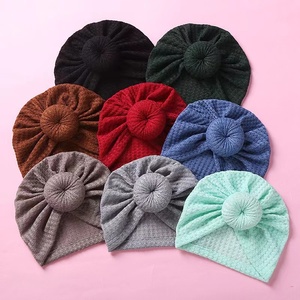 Gorros de Estilo Europeo Americano, Suaves, Tejidos Tipo Waffle, Turbantes, Diademas <span class=keywords><strong>para</strong></span> Bebés Niñas - Alta Calidad, 14 Colores, Logotipo Personalizado - Product Image 2