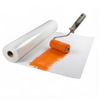 Rouleau de protection de sol en polaire auto-adhésif, Malervlies blanc aiguilleté avec couche de film PE résistant aux liquides