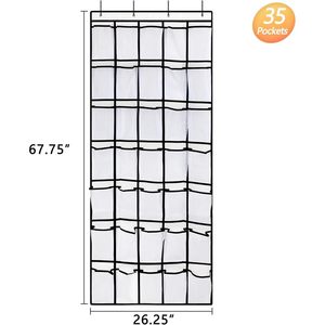 35 <b>Pockets</b> Over The Door Shoe Organizer White Rectangular Hook Type For Shoes Storage Behind Doors On Walls - Product Image 2
