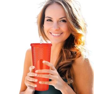 2026 Factory Price <b>Plastic</b> <b>Studded</b> Tumbler 710ml Double Wall Tumbler Mug With Straw and Lid - Product Image 5