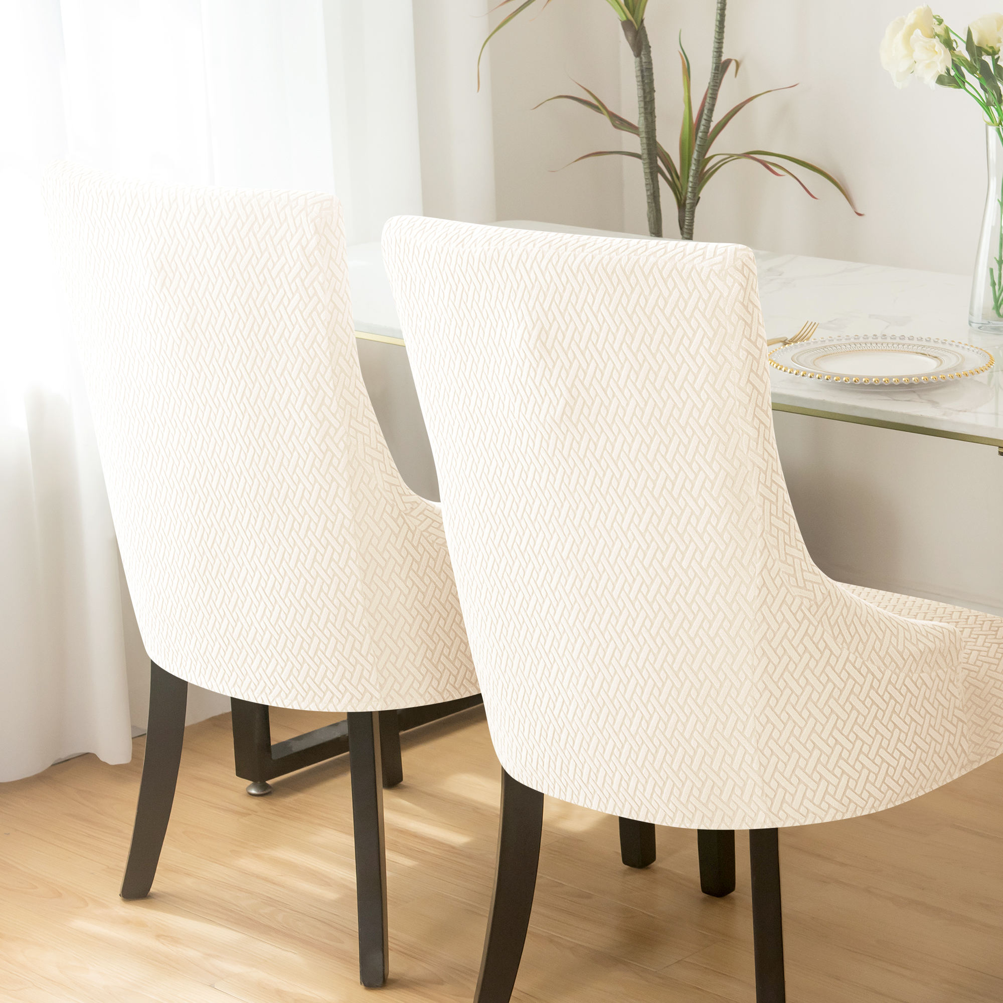 Forcheer Stretch Wingback Side Chair Slipcover-Accent Chair Cover