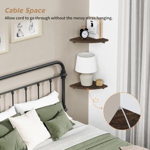 Étagère d'angle flottante noire moderne, petite étagère <span class=keywords><strong>murale</strong></span> en bois arrondie, mini bibliothèque pour chambre à coucher - Product Image 6