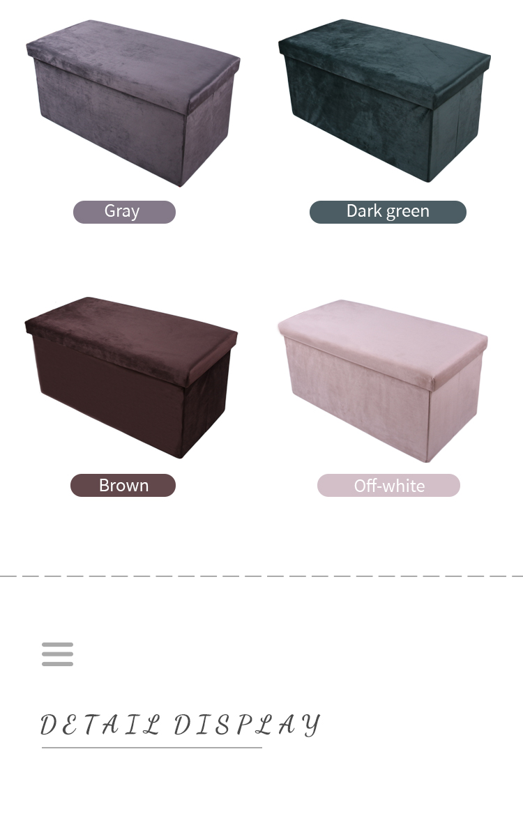 Factory Direct Multi-color Flat Flannel Fabric Storage Stool Of Living Room Foldable Ottoman 30inch Collpasible Bench