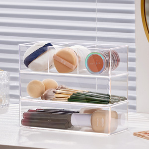 Organizador de Maquillaje Acrílico Multifuncional Portátil con 3 Compartimentos y Divisores Transparentes, Caja de Almacenamiento para Cosméticos y Joyería - Product Image 3