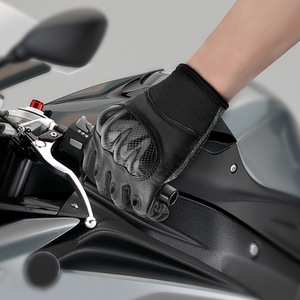 Riding <b>Gloves</b> Breathable Non Slip Anti Fall <b>Touchscreen</b> Wear Resistant Genuine Leather Unisex Adult Bicycle <b>Gloves</b> Black - Product Image 3