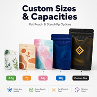 Sacs refermables en Mylar anti-odeur personnalisés de 3,5 g, pochettes plates imprimées pour bonbons, collations, thé, café et emballages végétaux