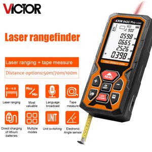 Télémètre laser VICTOR 842A Pro 50m, télémètre laser portable avec ruban à mesurer intégré, outil de mesure - Product Image 2