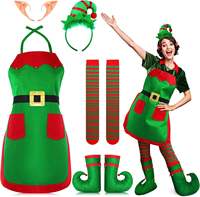 Usine En Gros Drôle Adulte Costume Xmas Elf Tablier Série Noël Elfe Cosplay Costume Ensemble Avec Oreilles D'elfe