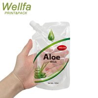 Pochette Doypack transparente à bec verseur pour eau de coco, résistante aux hautes températures, pour boissons à base d'aloe vera, sachet rétractable stérilisable
