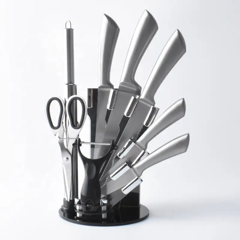Set di coltelli da cucina in acciaio inossidabile Set di coltelli da cucina da 8 pezzi con blocco per affilare