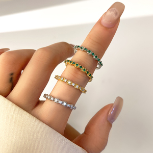 <b>Dainty</b> Wholesale Vintage Green Cubic Zirconia 18k Gold Plated <b>Rings</b> for Women - Product Image 2