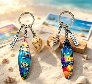 Portachiavi in Resina Personalizzato a Forma di Tavola da Surf con Conchiglia, Souvenir Turistico di <span class=keywords><strong>TENERIFE</strong></span>, Stampa Animale Marino, Regalo - Product Image 5