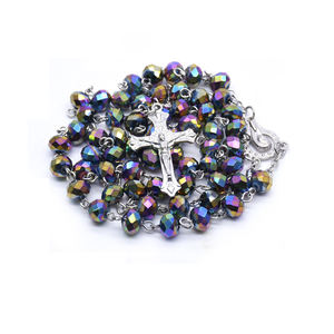 Collar de Rosario con Cruz de <span class=keywords><strong>Crucifijo</strong></span> Cristiano Católico, Cuentas de Cristal y Cristales de Estrás, <span class=keywords><strong>para</strong></span> Boda, Unisex - Product Image 3