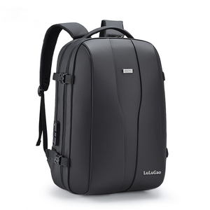 Nieuwe waterdichte PU nylon rugzak met geometrisch patroon, gebogen schouderbanden, 36-55L, anti-diefstal USB-poort, draagbaar, zakelijke laptoptas - Product Image 5