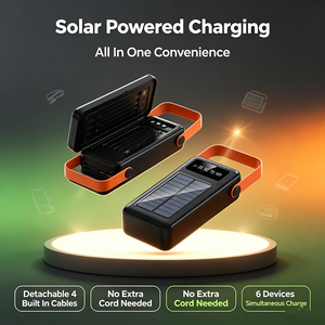 Power Bank <span class=keywords><strong>Solare</strong></span> Bestseller con 4 Cavi Integrati Rimovibili, Ricarica Simultanea di 6 Dispositivi, Torcia LED, 13 Protezioni di Sicurezza - Product Image 6