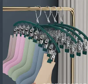 stainless steel Hanger10 clips Dry Wet Clothes Hanger Space Saving Multifunctional drying socks underwears clothes rack