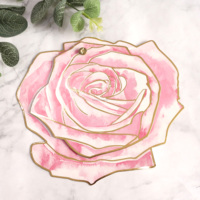 Menú de cena acrílico con espejo dorado de lujo para bodas Menú floral Rosa personalizado para cualquier evento o fiesta