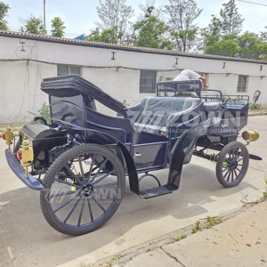 Charrette de tourisme vintage de luxe à quatre roues, chariot à chevaux, charrette de tourisme Victoria - Product Image 4