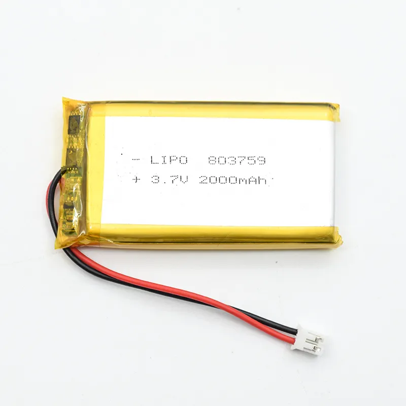 Rechargeable lipo batteries Lithium-ion Polymer Battery 803759 3.7V 2000mah for GPS