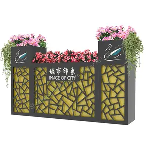 Caixa de flores de rua de ferro, jardim crescido, plantador de cama, caixa de flores