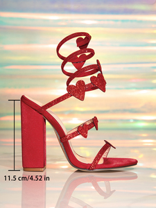 Sandalias de tacón grueso con cordones de PVC 2025, punta abierta, bordado floral, correa al tobillo, cómodas, para bodas de otoño - Product Image 6