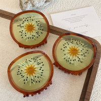 Onregelmatig cirkelvormige azijnzuurfruit kiwi schattige haarklauw voor dames meisje haarclip trendy dagelijks cadeau