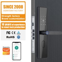 Nuevo producto Seguridad TUYA WIFI Cerradura electrónica de huellas dactilares Desbloqueo remoto Tarjeta digital Llave Inteligente Cerradura de puerta inteligente