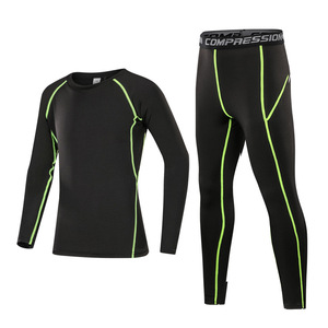 Commercio all'ingrosso T-Shirt Manica Lunga Stretto Tuta di Compressione di Calcio Sotto Strato di Base Leggings Palestra In Esecuzione di Abbigliamento - Product Image 4