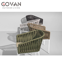 Fauteuil de salle à manger d'extérieur moderne et minimaliste haut de gamme, écologique, en aluminium tressé à la main, pour hôtels et plages, idéal pour les ensembles de mobilier de jardin.