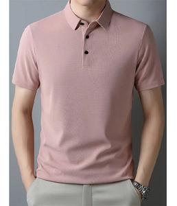 Conjunto Formal de Dos Piezas para Hombre, Camiseta y Pantalón Tejidos, Manga Corta, Secado Rápido, Cómodo, Corte Ajustado, Mezcla de Algodón, Uso Diario de Verano - Product Image 2