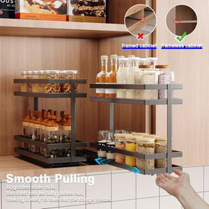 Étagère de rangement coulissante pour épices, sans assemblage, à 2 niveaux, pour les armoires supérieures intérieures - Product Image 3