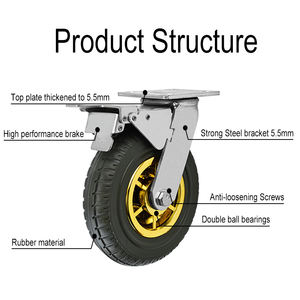 Rueda giratoria Ruedas de capacidad de carga de 550kg Goma de 4 pulgadas con placa superior de frenos Rueda giratoria de alta resistencia de 6 pulgadas - Product Image 6