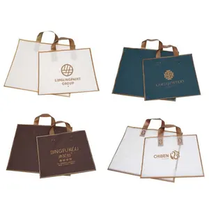 Clothing store frosted bag Gold Edge printable logo plastic packaging gift bag women's portable shopping bag