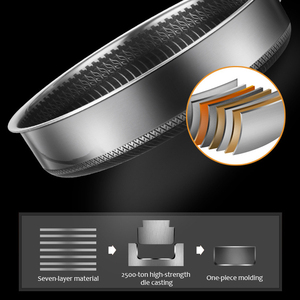 กระทะสเตนเลส 316 เกรดอาหาร ไม่ติดกระทะ แบบไฮบริด ลายรังผึ้ง พร้อมฝาปิด - Product Image 5