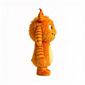 Juguete de Peluche de Monstruo con Cuernos y Rayas Naranjas, Personalizable en Color, Peluche de Animal de Peluche Personalizado - Product Image 6