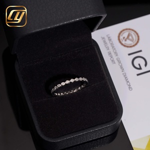 Anillo de Diamante Cultivado en Laboratorio con Certificación IGI, Oro Blanco para Mujer, Corte Brillante Redondo, Estilo Clásico de Compromiso, Banda con Pavé Completo, Regalo de Joyería - Product Image 1