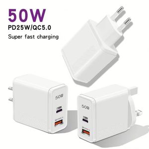 Super Fast 50W PD 25W QC5.0 Portable Charger <b>Adapter</b> EU UK US <b>Plug</b> Quick Charging Home Power Supply-<b>USB</b> C Type-C Phone Charger - Product Image 1