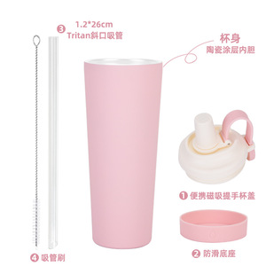 Nuova <span class=keywords><strong>Tazza</strong></span> Termica Classica in Acciaio Inox 830ml con Manico Magnetico Portatile e Rivestimento in Ceramica Perlacea Assorbente - Product Image 3