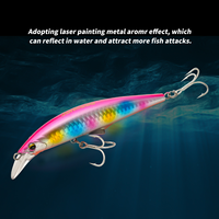 Leurre dur imprimé en acier pour pêche en mer, type Minnow coulant à longue portée, 30g/46g, pour la pêche au riz, la traîne avec hameçons, pour eau salée, Seabass, Brochet