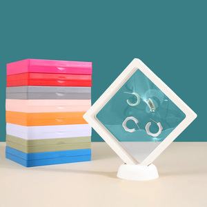 Diamond Shape Plastic Jewelry Display Box For <b>Earrings</b> Necklaces Storage Packaging <b>Case</b> Solid Color Multi Size Options - Product Image 1