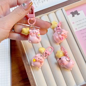 Mogo Cartoon Cute Little Pig Bear Piglets Plastic Resin Keychain Schoolbag Pendant Jewelry Creative Gifts Wholesale