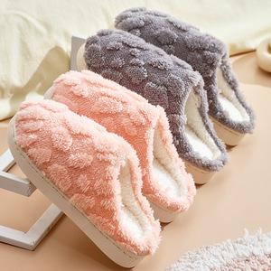 Pantuflas de Felpa para Mujer, Color Sólido, Cálidas para el Hogar, Antideslizantes, de Algodón Suave, para Interiores, Rosa, Gris, Café, Color Aleatorio M23303 - Product Image 1