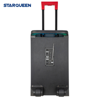 STARQUEEN Nouvelle Arrivée Enceinte Portable sur Roulettes Enceinte Bluetooth Rechargeable pour Fêtes en Extérieur Enceinte en Bois