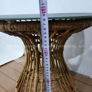 Juego de Comedor de Ratán Resistente al Desgaste, Mesa Auxiliar Redonda de Mimbre Natural para Sala de Estar - Product Image 3