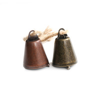 Vintage carré cowbell chanvre corde cloche pendentif maison noël cloches décorations tenture murale vache cloches usine vente directe