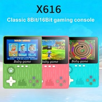 Console de jeu portable rétro X616 en gros, 16 bits, joystick, écran couleur HD, jeux intégrés, carte TF, certifiée CE FCC RoHS