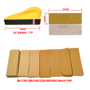 Papel de Lija Rectangular Flocado de 30*93mm, Amarillo, Grano Medio 80 # -600 #   Tiras de lijado para pulir muebles de madera OEM - Product Image 2