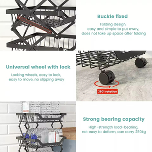 Cesta de <span class=keywords><strong>fruta</strong></span> de cocina de varios niveles, <span class=keywords><strong>carrito</strong></span> de almacenamiento plegable de frutas y verduras, cesta de <span class=keywords><strong>fruta</strong></span> de alambre de Metal con <span class=keywords><strong>carrito</strong></span> - Product Image 4