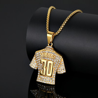 Messi 30 en acier inoxydable, best-seller européen et américain pour le n° Collier avec pendentif en diamant plaqué or 30 carats et chaîne en perles
